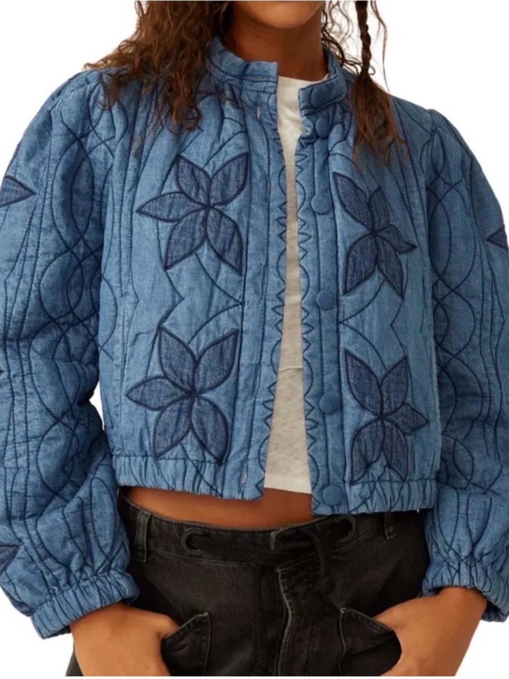 Free People Quinn Quilted Floral Jacket
